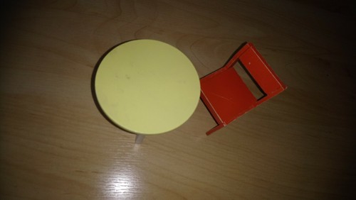 Yellow round table - round, and