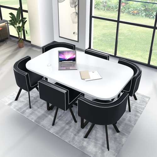 White wooden dining table - white,
