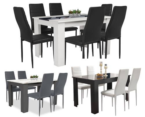 Wooden dining table - table, chairs