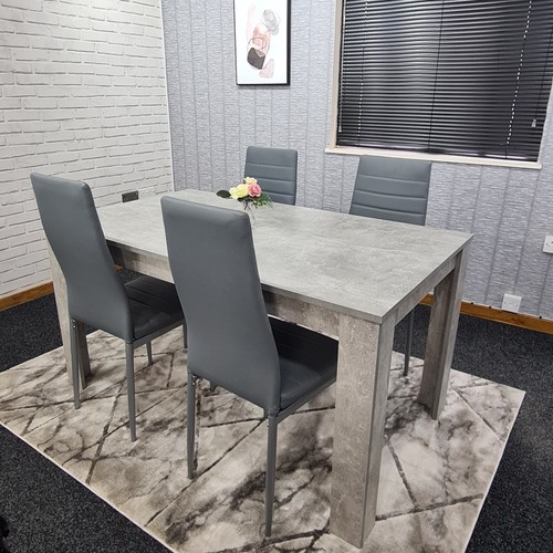 Grey dining table and chairs - grey, 4