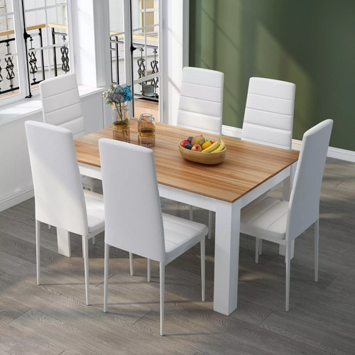 Oak dining table and white - table, 6