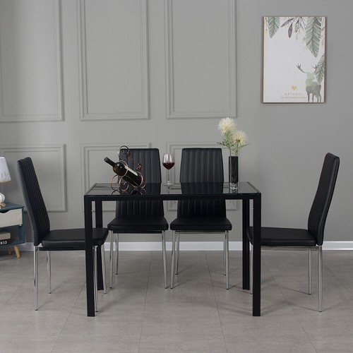 Black grey dining table - black/grey,