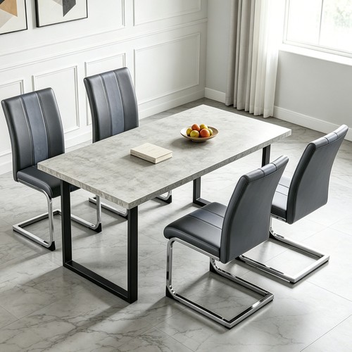 Wooden dining table - dining, grey